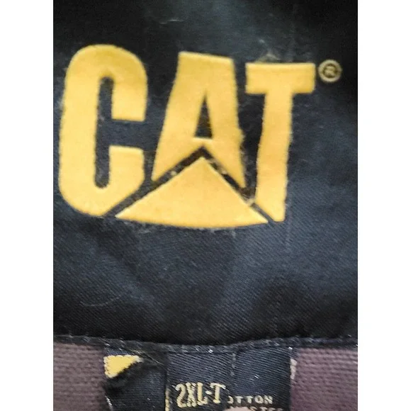 CAT Caterpillar Men's Distress Workwear Heavy Duty Brown Canvas Jacket Sz 2XL-T